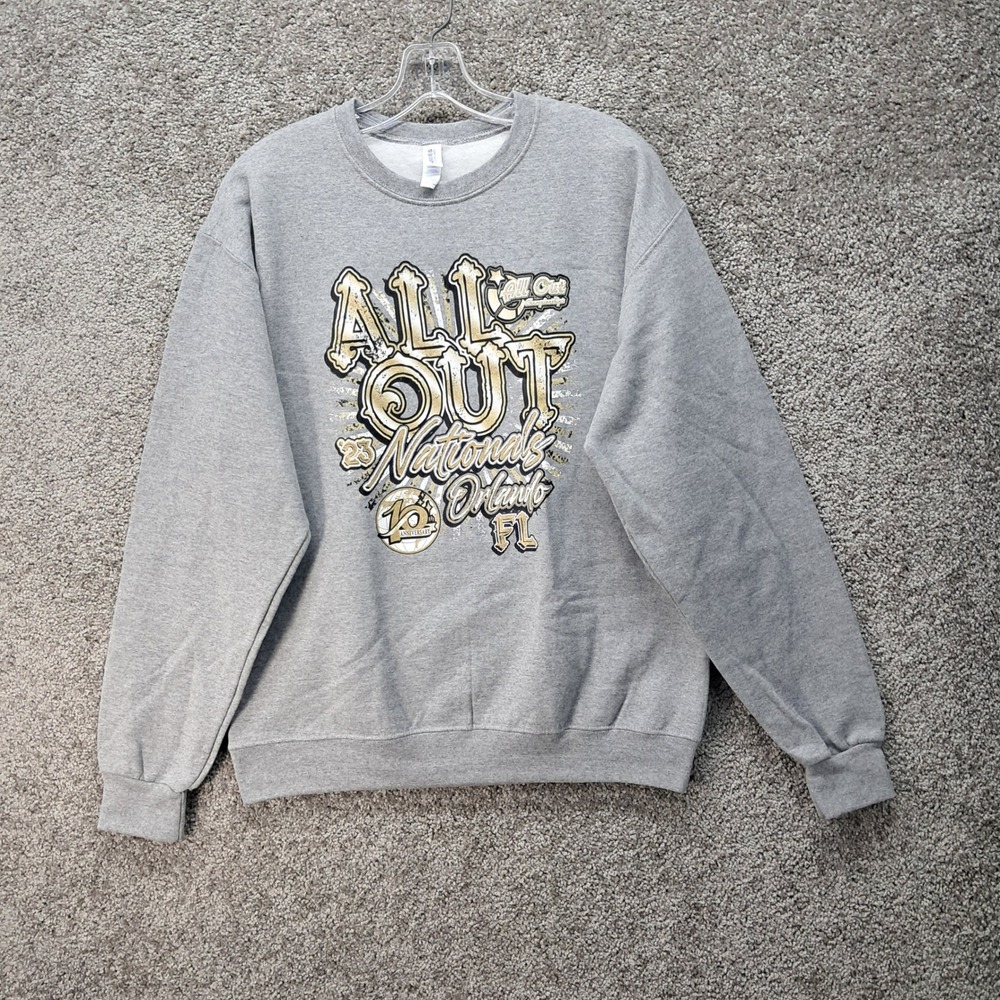 Jerzees Womens All‎ Out Nationals 2023 Cheer Sweatshirt Gray Medium 7245